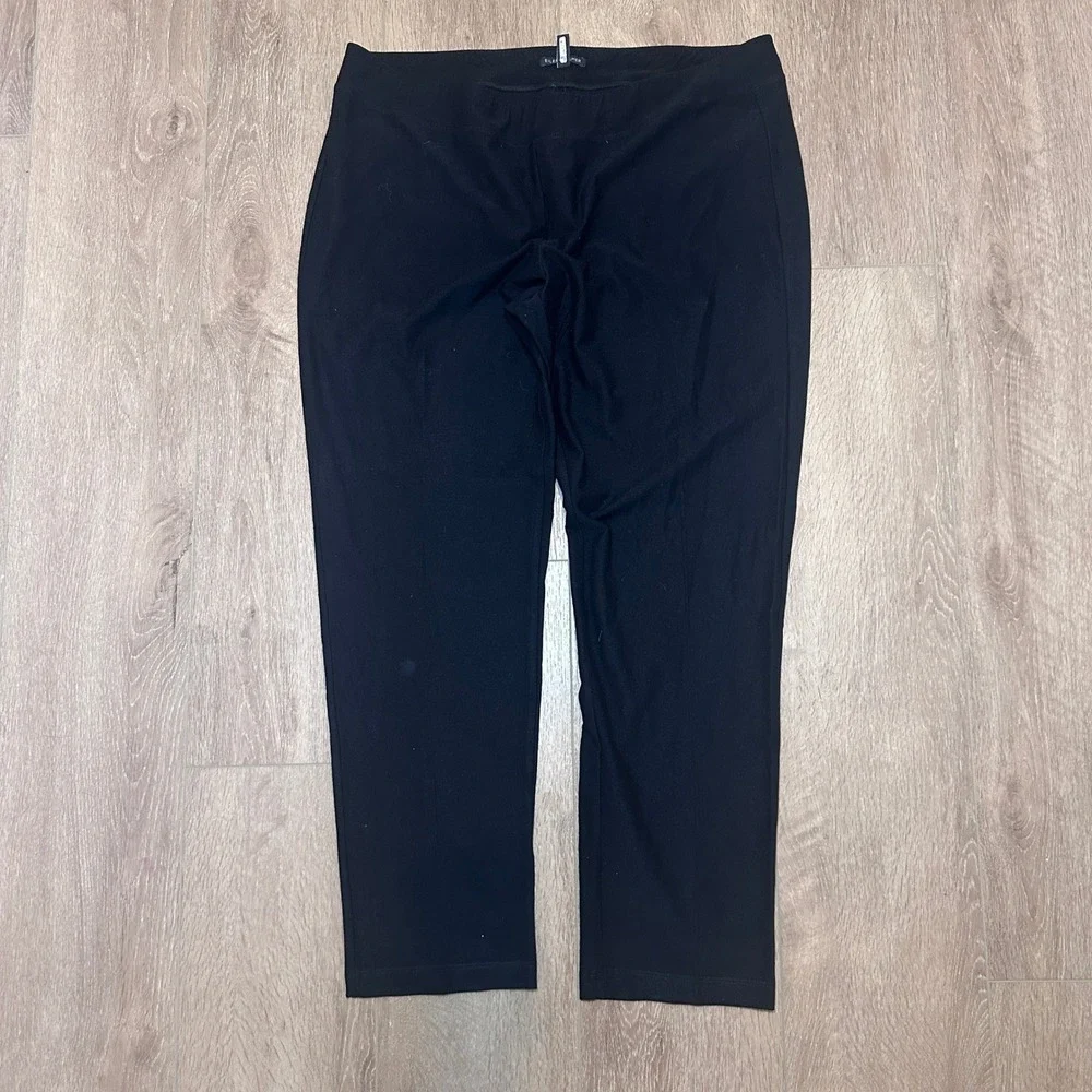 Eileen Fisher Women Pants Slim Ankle Stretch Viscose Jersey Black L